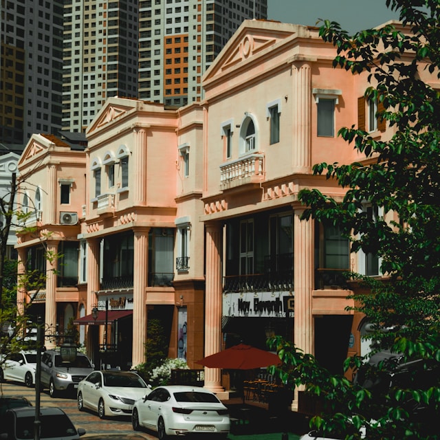 The exterior of a boutique hotel